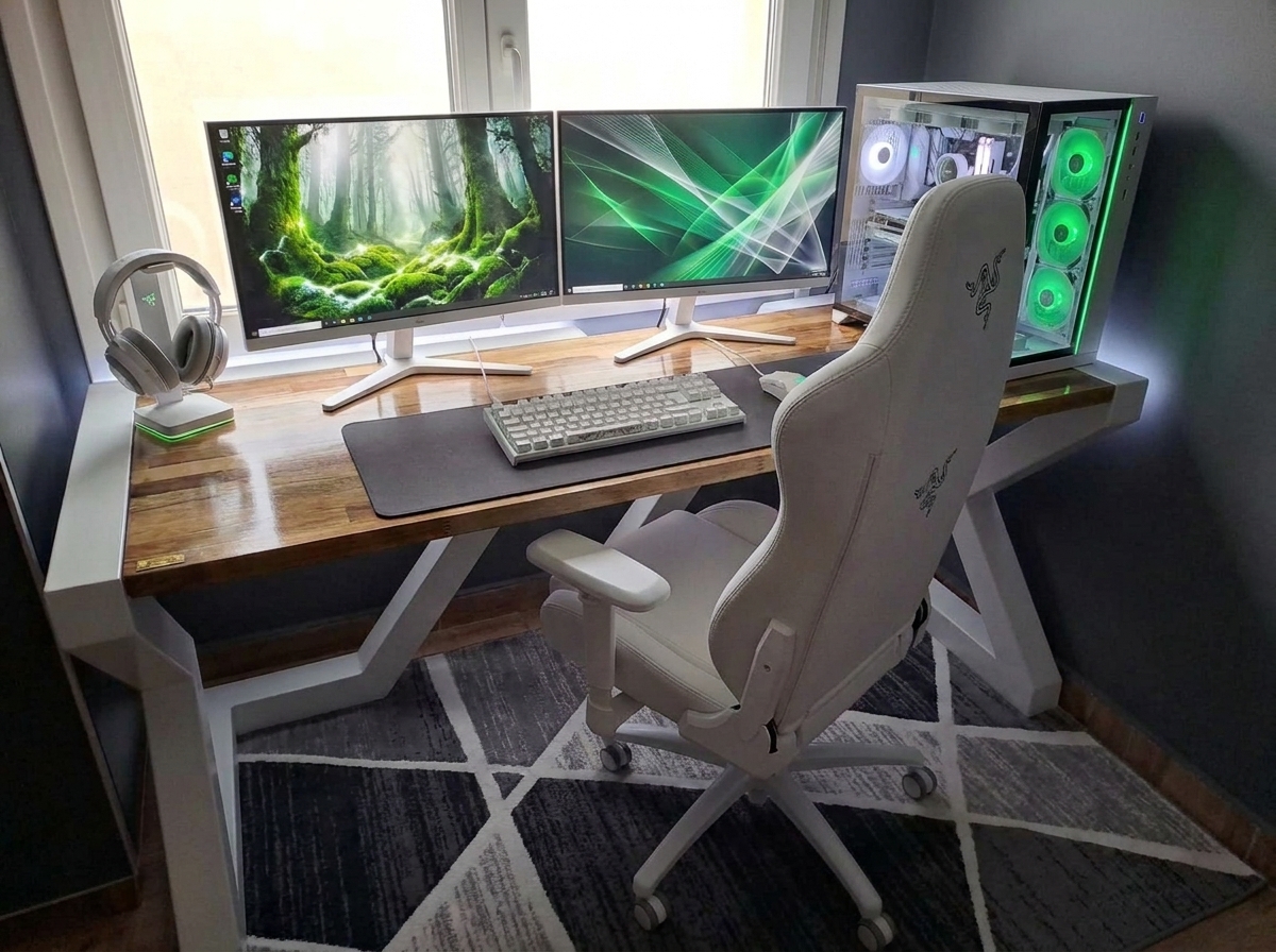 BEST DUAL con estructura blanca y tablero de madera maciza en un setup real
