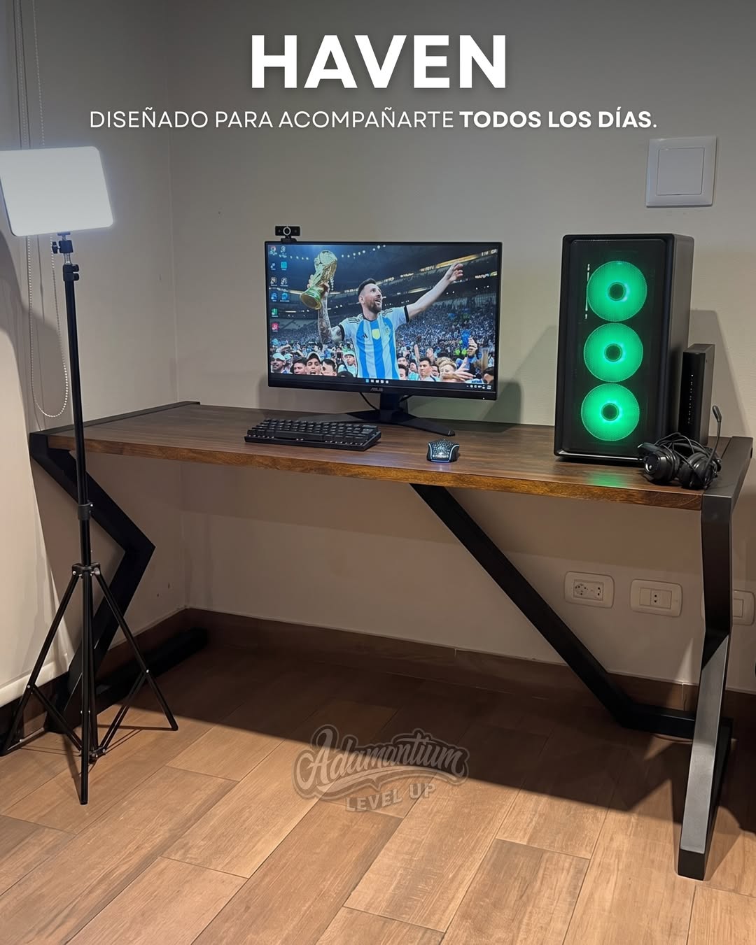Escritorio Haven de Adamantium en un espacio real